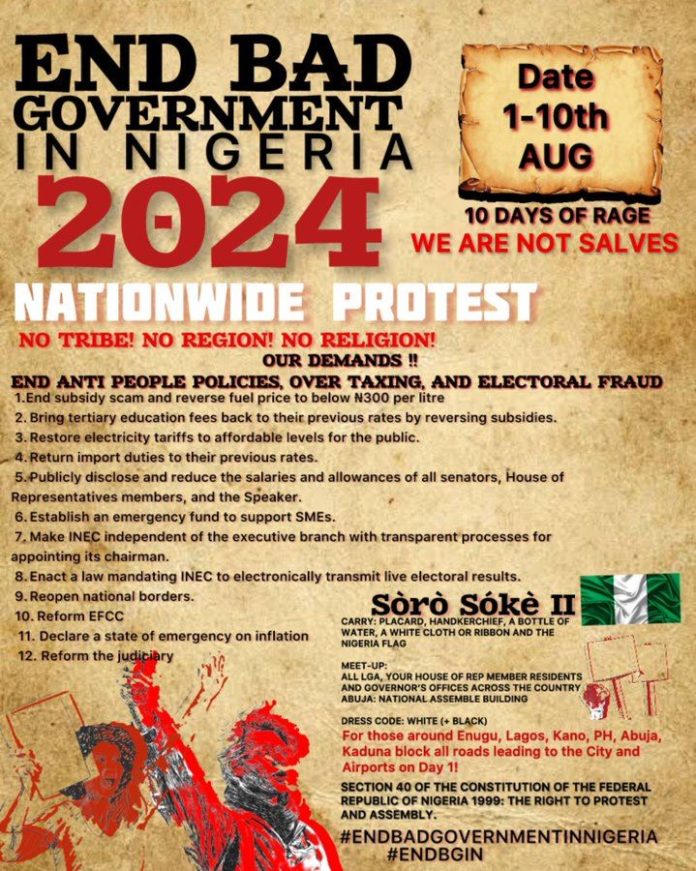 Nigerians Set For #EndBadGovernanceProtest Planned For August 1st.