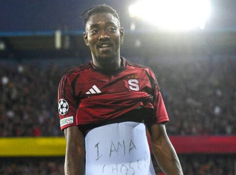 Nigerian Footballer, Olatunji Reveals Undershirt With inscription, 